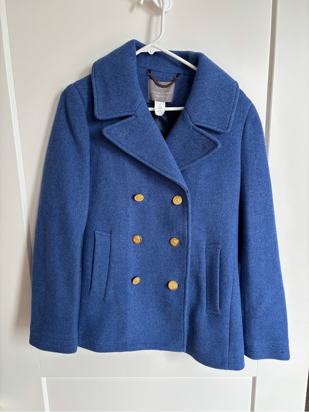J. Crew Blue Double-Breasted Peacoat with Gold Buttons
